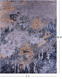Abstract Contemporary Hand Knotted Wool & Silk Rug - 7' 1" X 10' 2" - Golden Nile