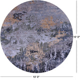 Round Contemporary Hand Knotted Wool & Silk Rug - 10' 0" X 10' 0" - Golden Nile