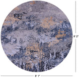 Round Contemporary Handmade Wool & Silk Rug - 8' 1" X 8' 2" - Golden Nile