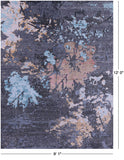 Abstract Modern Hand Knotted Wool & Silk Rug - 9' 1" X 12' 0" - Golden Nile