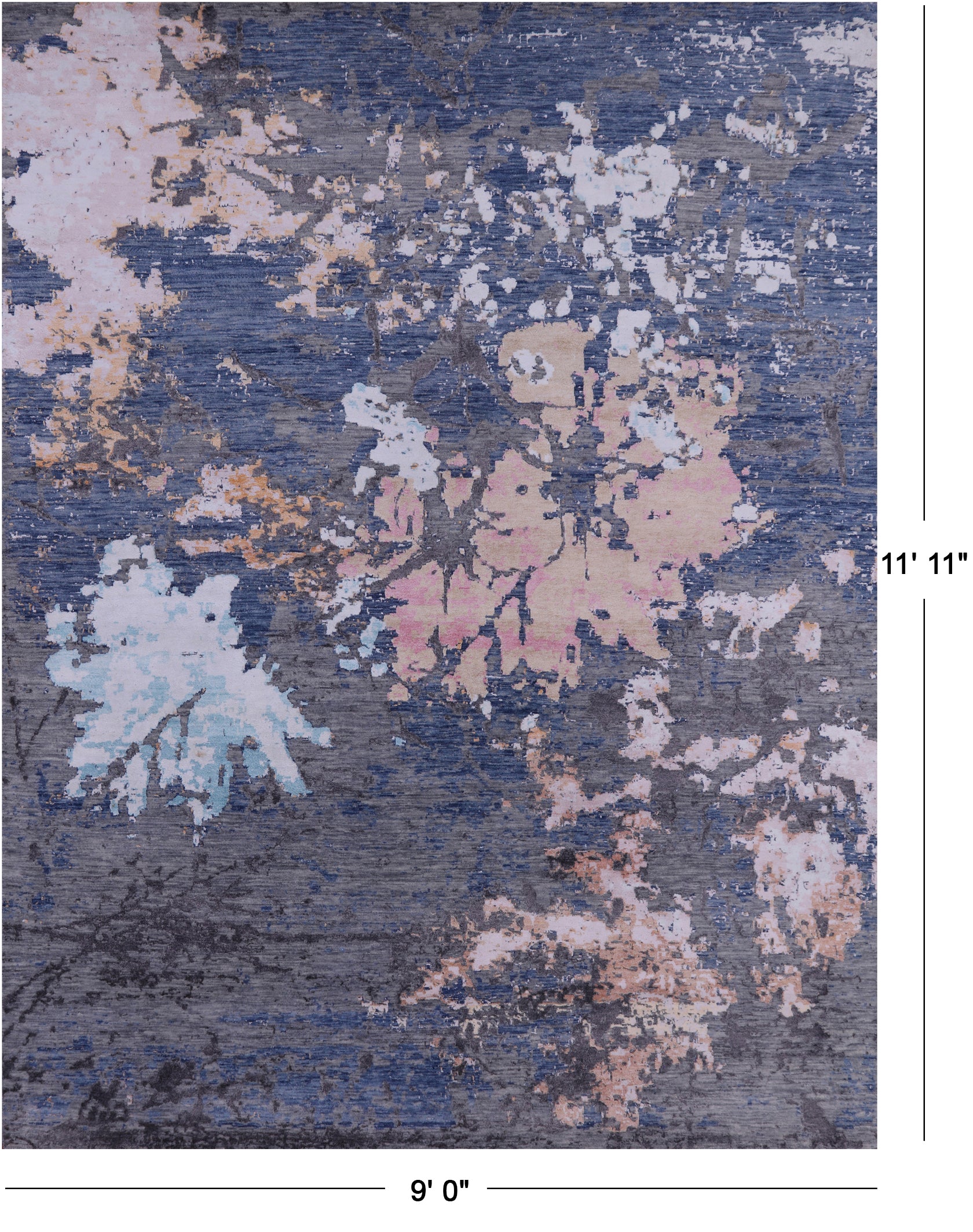 Contemporary Hand Knotted Wool & Silk Rug - 9' 0" X 11' 11" - Golden Nile