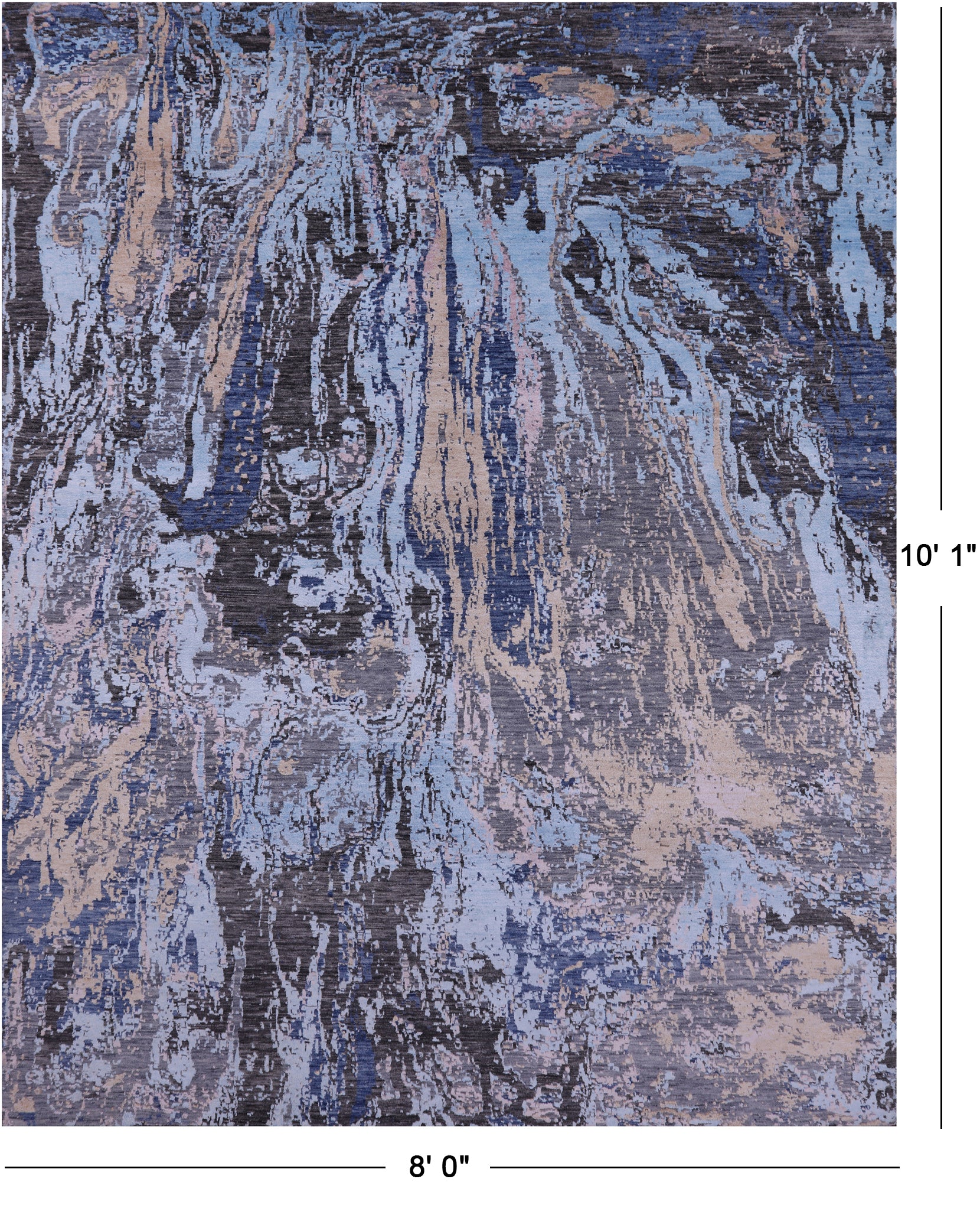 Contemporary Hand Knotted Wool & Silk Rug - 8' 0" X 10' 1" - Golden Nile