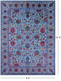 Blue Persian Hand Knotted Wool & Silk Rug - 9' 0" X 12' 3" - Golden Nile