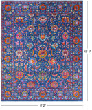 Blue Persian Hand Knotted Wool & Silk Rug - 8' 2" X 10' 1" - Golden Nile