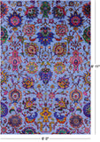 Blue Persian Hand Knotted Wool & Silk Rug - 6' 0" X 8' 11" - Golden Nile
