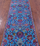 Blue Persian Tabriz Hand Knotted Wool & Silk Runner Rug - 2' 8" X 10' 2" - Golden Nile
