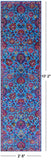 Blue Persian Tabriz Hand Knotted Wool & Silk Runner Rug - 2' 8" X 10' 2" - Golden Nile