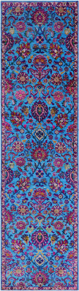 Blue Persian Tabriz Hand Knotted Wool & Silk Runner Rug - 2' 8" X 10' 2" - Golden Nile