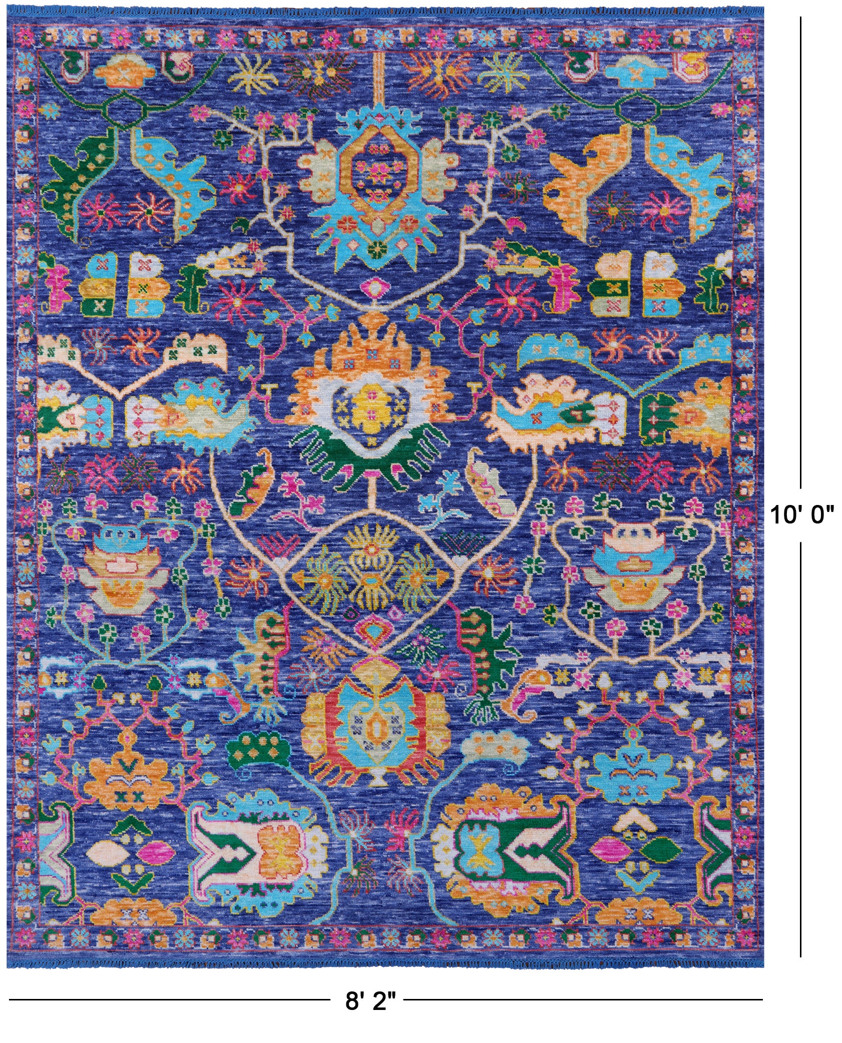 Blue Turkish Oushak Hand Knotted Wool Rug - 8' 2" X 10' 0" - Golden Nile