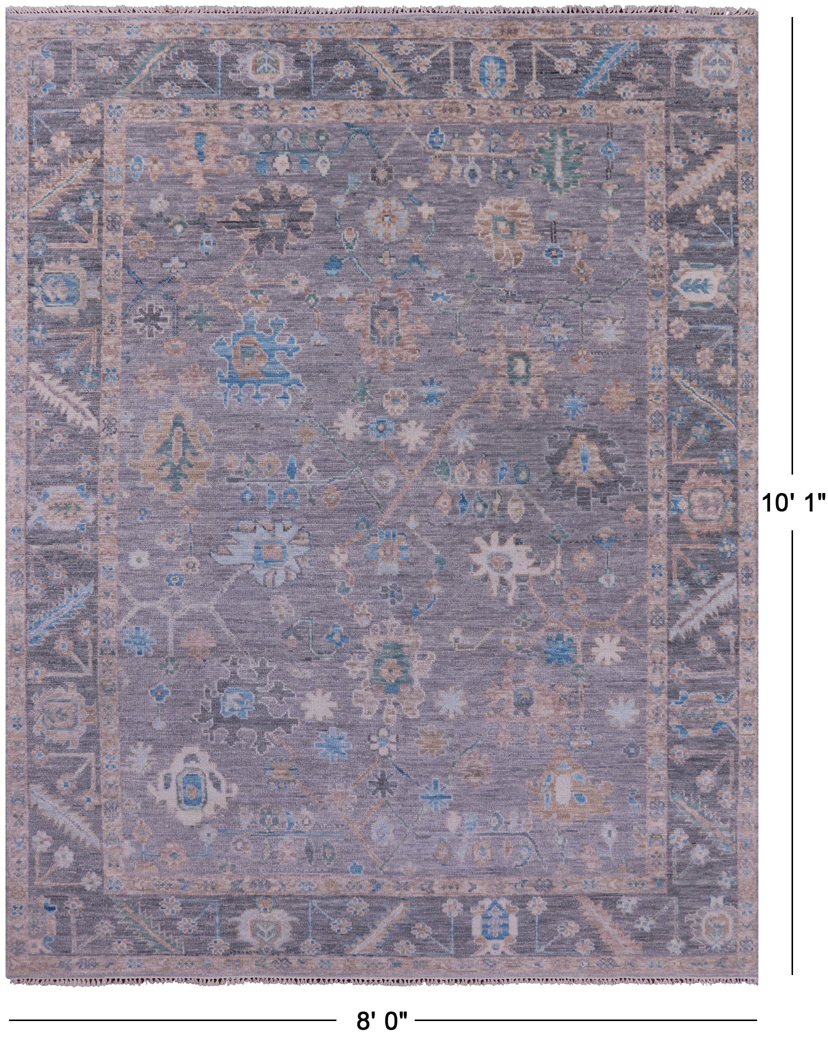 Grey Turkish Oushak Hand Knotted Wool Rug - 8' 0" X 10' 1" - Golden Nile
