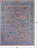 Grey Turkish Oushak Hand Knotted Wool Rug - 10' 1" X 13' 7" - Golden Nile