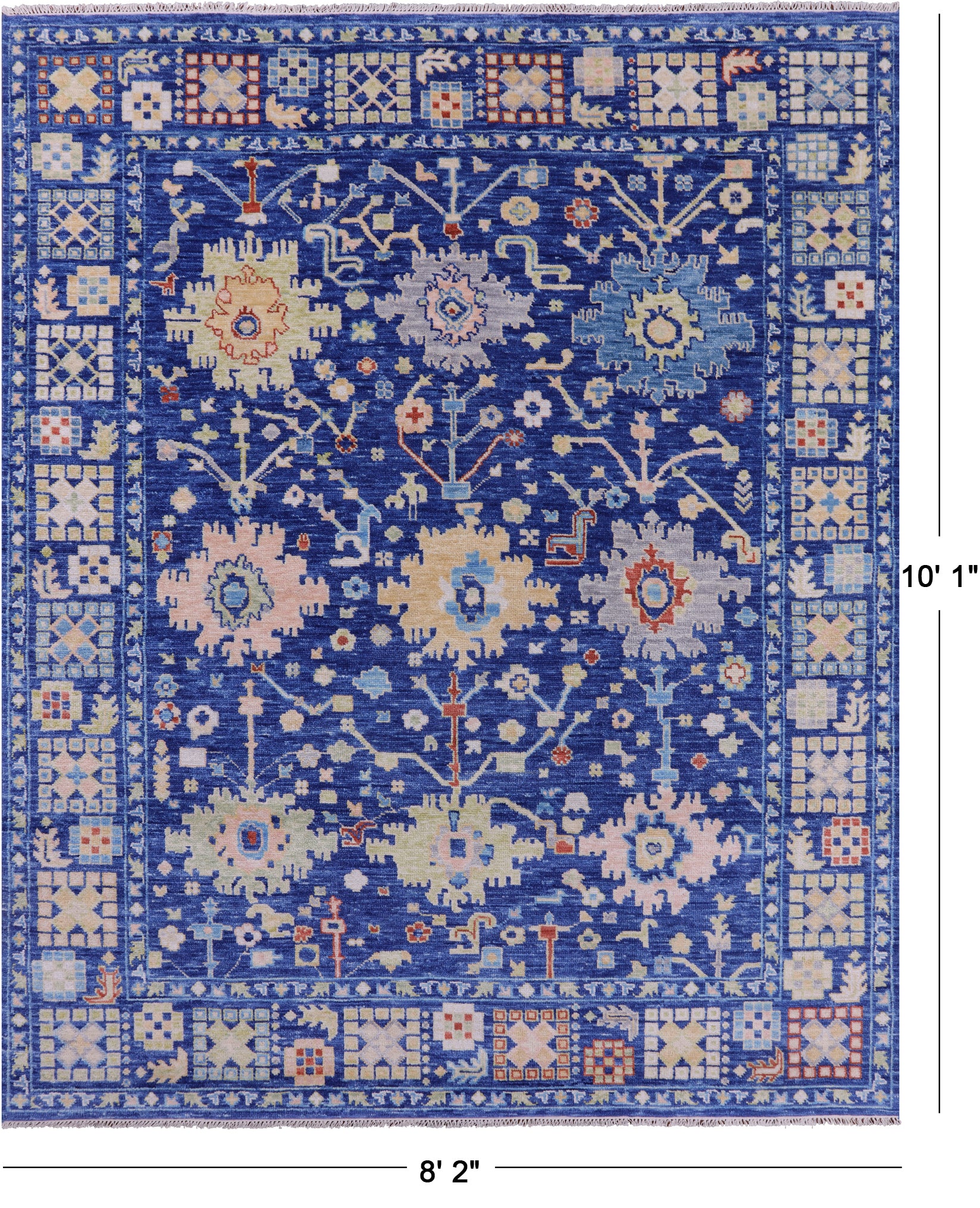 Blue Turkish Oushak Handmade Wool Rug - 8' 2" X 10' 1" - Golden Nile
