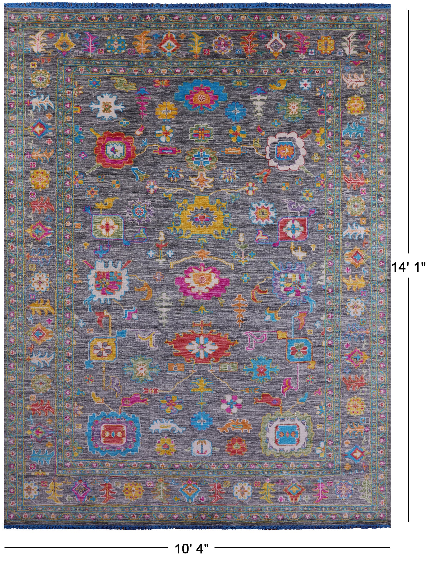 Grey Turkish Oushak Hand Knotted Wool Rug - 10' 4" X 14' 1" - Golden Nile
