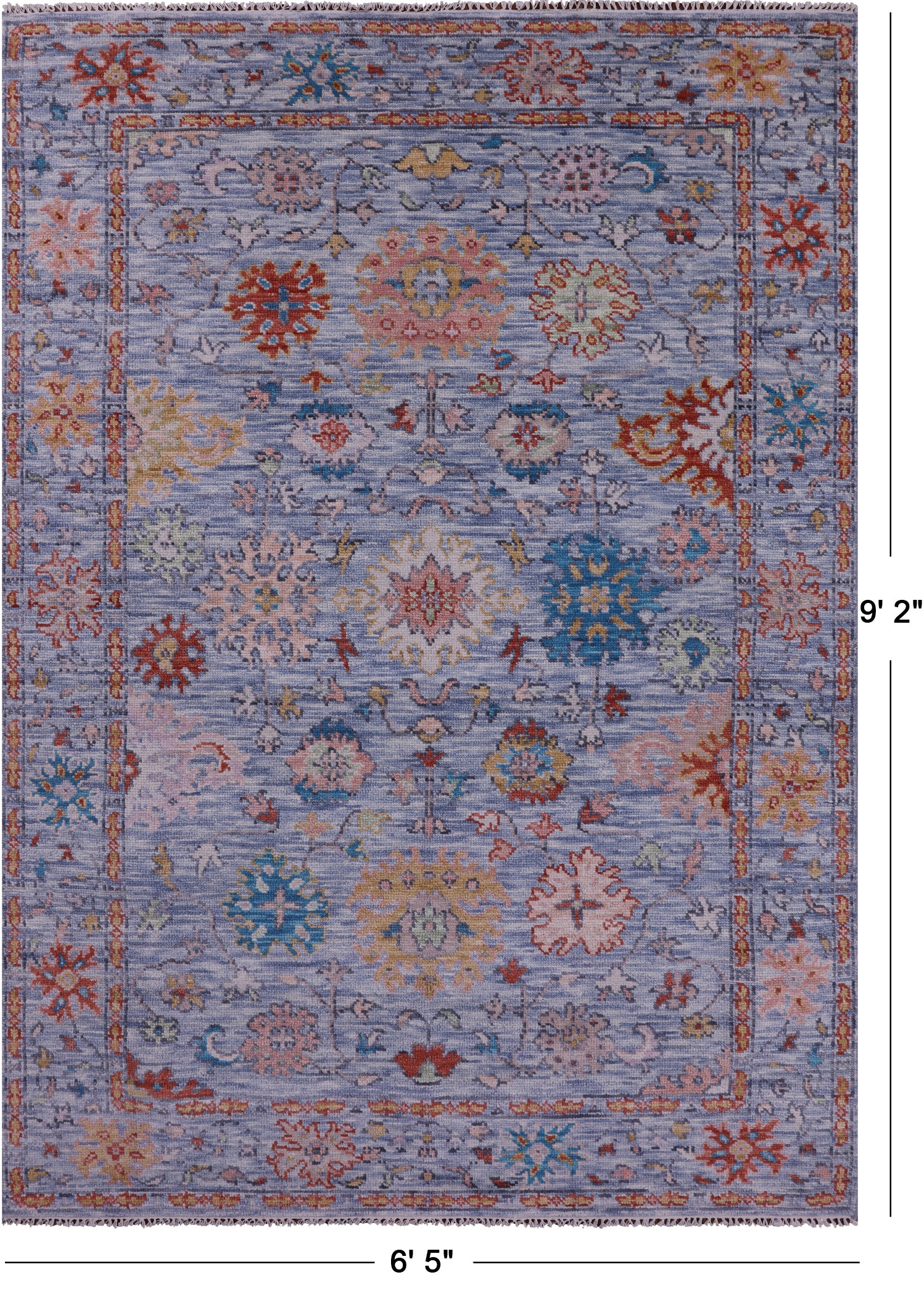 Blue Turkish Oushak Handmade Wool Rug - 6' 5" X 9' 2" - Golden Nile