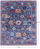 Blue Turkish Oushak Hand Knotted Wool Rug - 7' 10" X 9' 11" - Golden Nile
