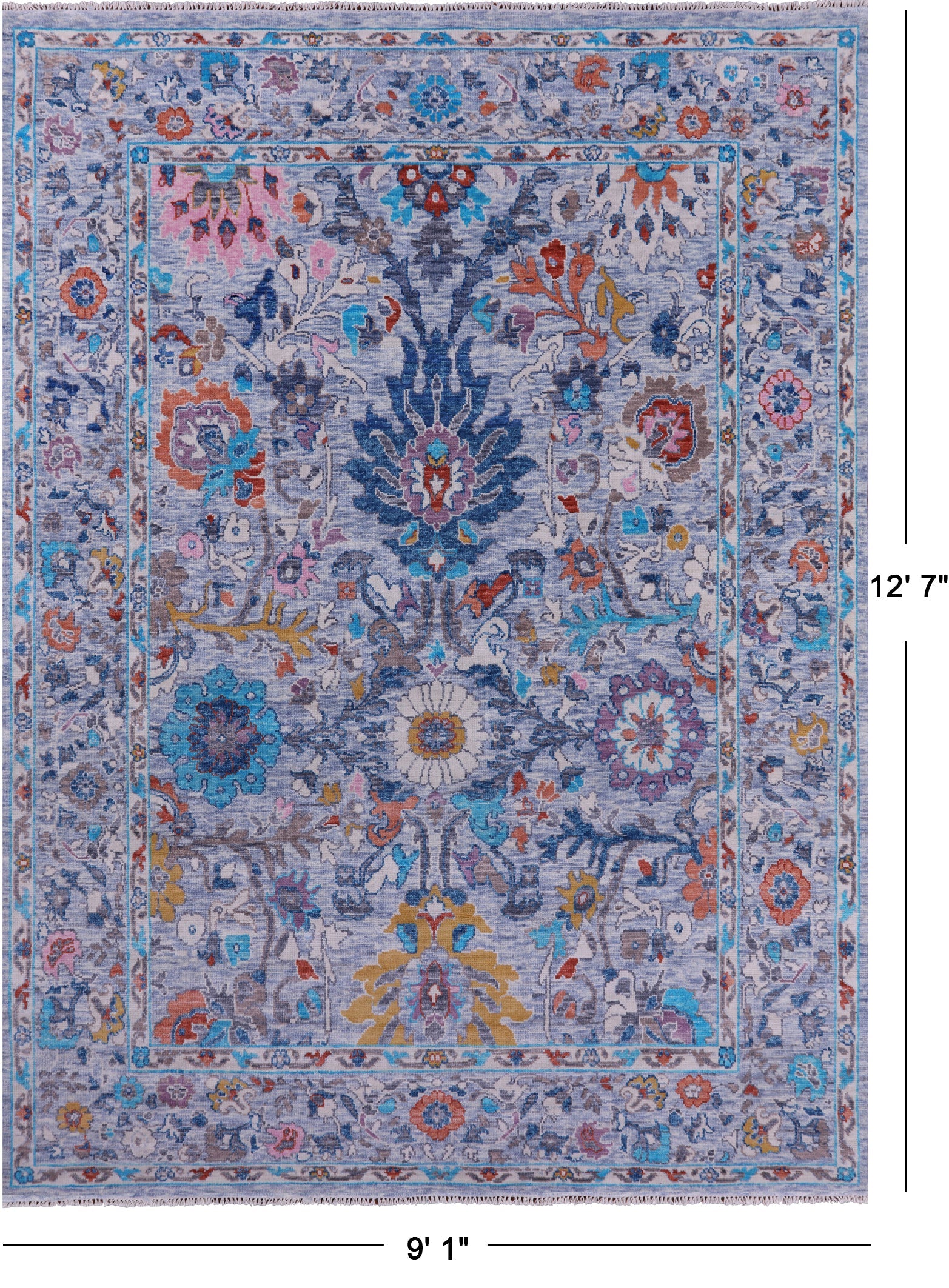 Grey Turkish Oushak Handmade Wool Rug - 9' 1" X 12' 7" - Golden Nile