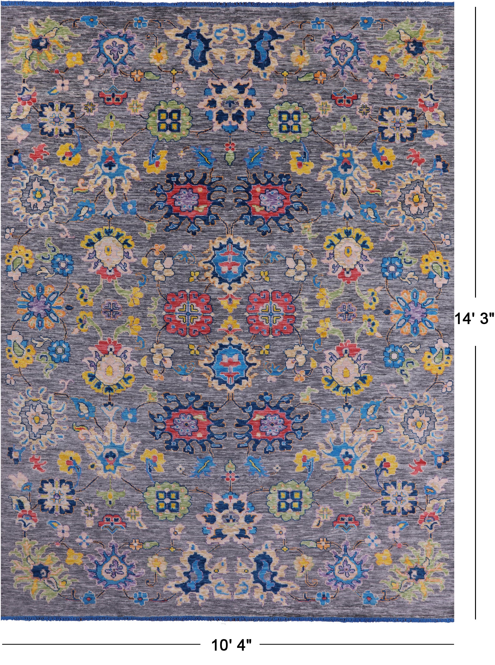Grey Turkish Oushak Hand Knotted Wool Rug - 10' 4" X 14' 3" - Golden Nile