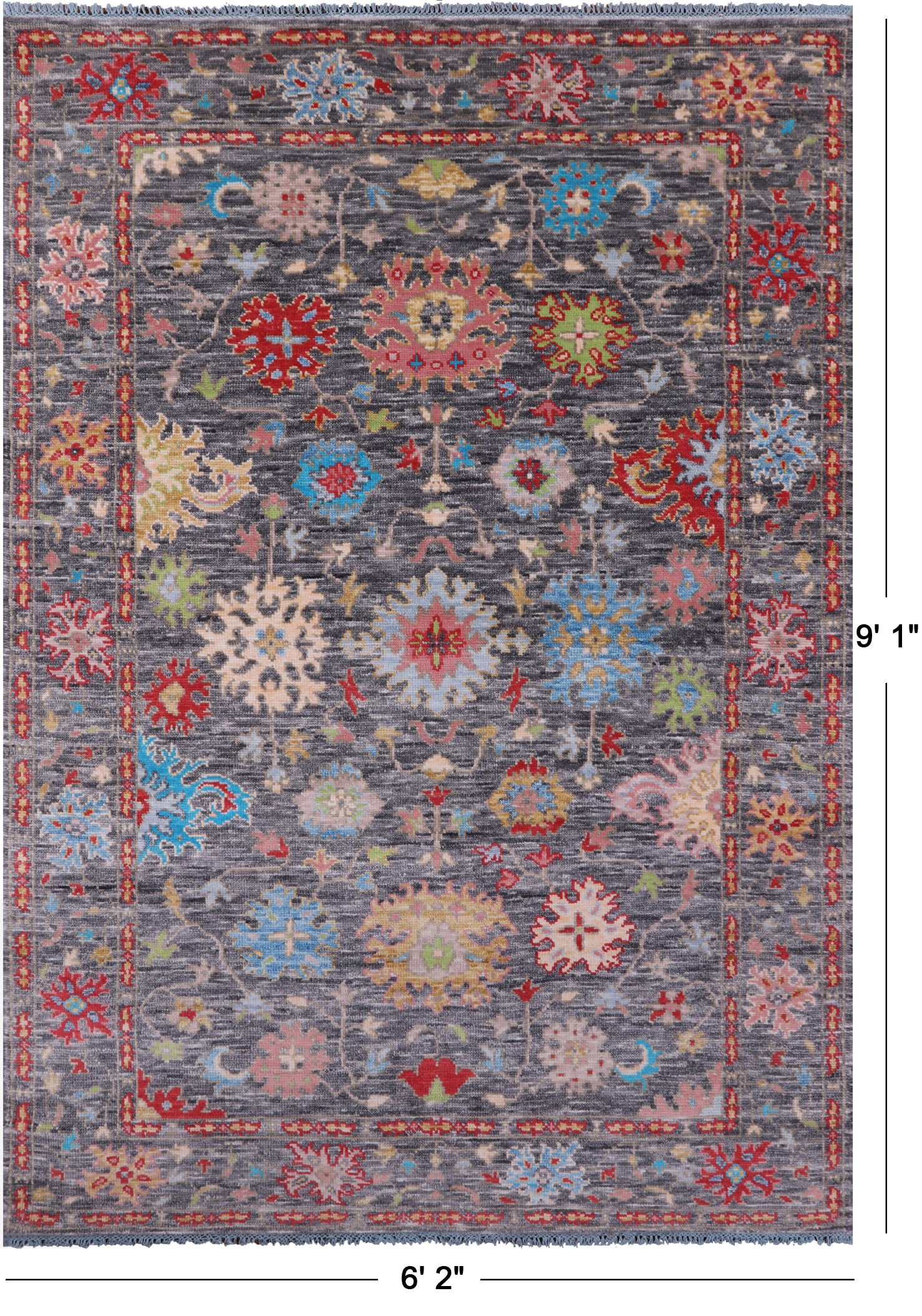 Grey Turkish Oushak Hand Knotted Wool Rug - 6' 2" X 9' 1" - Golden Nile