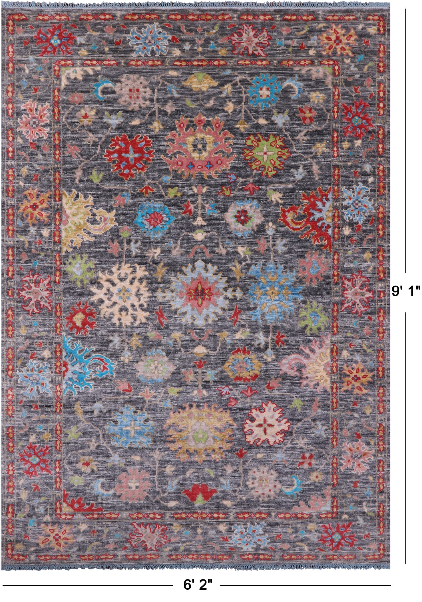 Grey Turkish Oushak Hand Knotted Wool Rug - 6' 2" X 9' 1" - Golden Nile