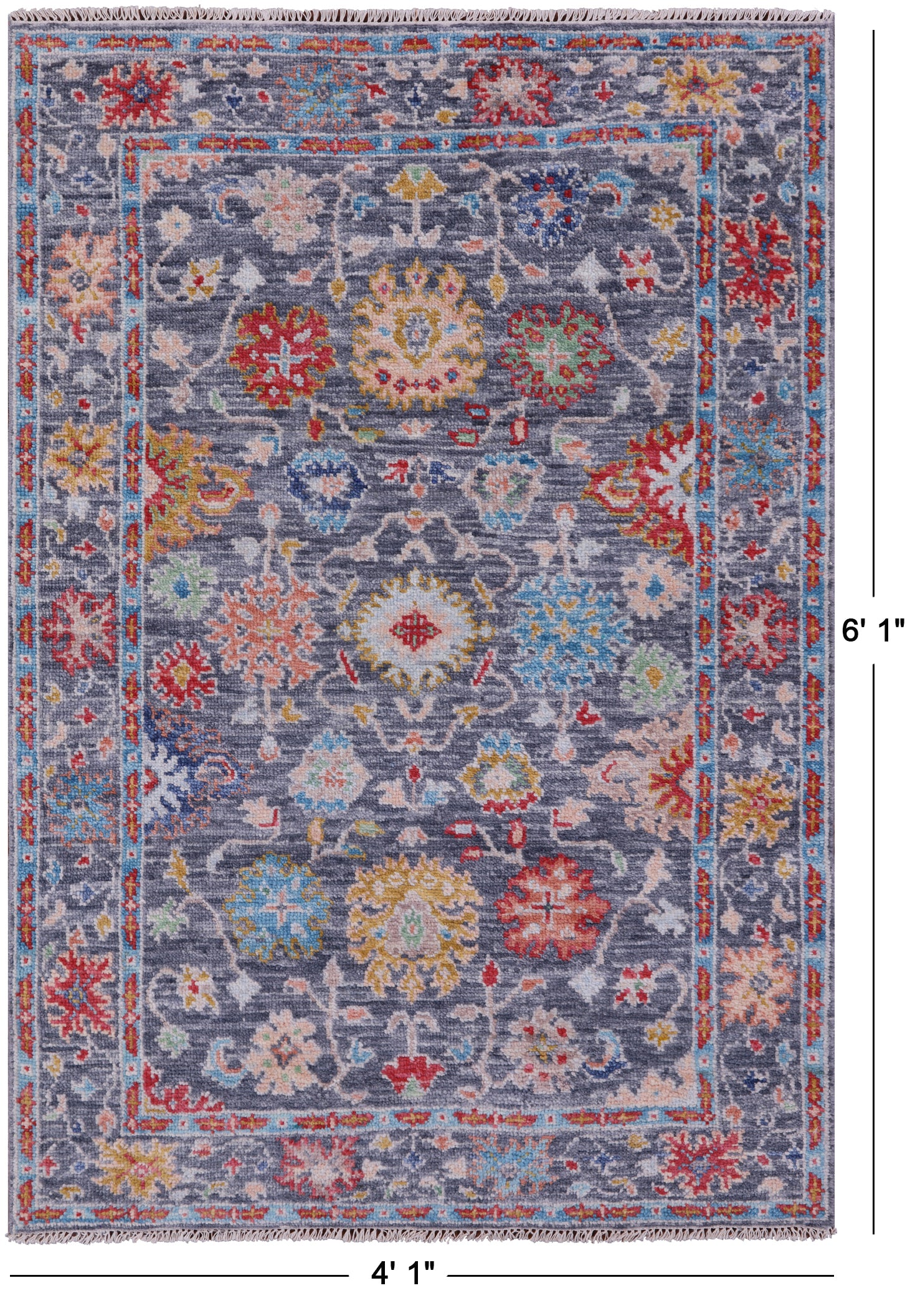 Grey Turkish Oushak Handmade Wool Rug - 4' 1" X 6' 1" - Golden Nile