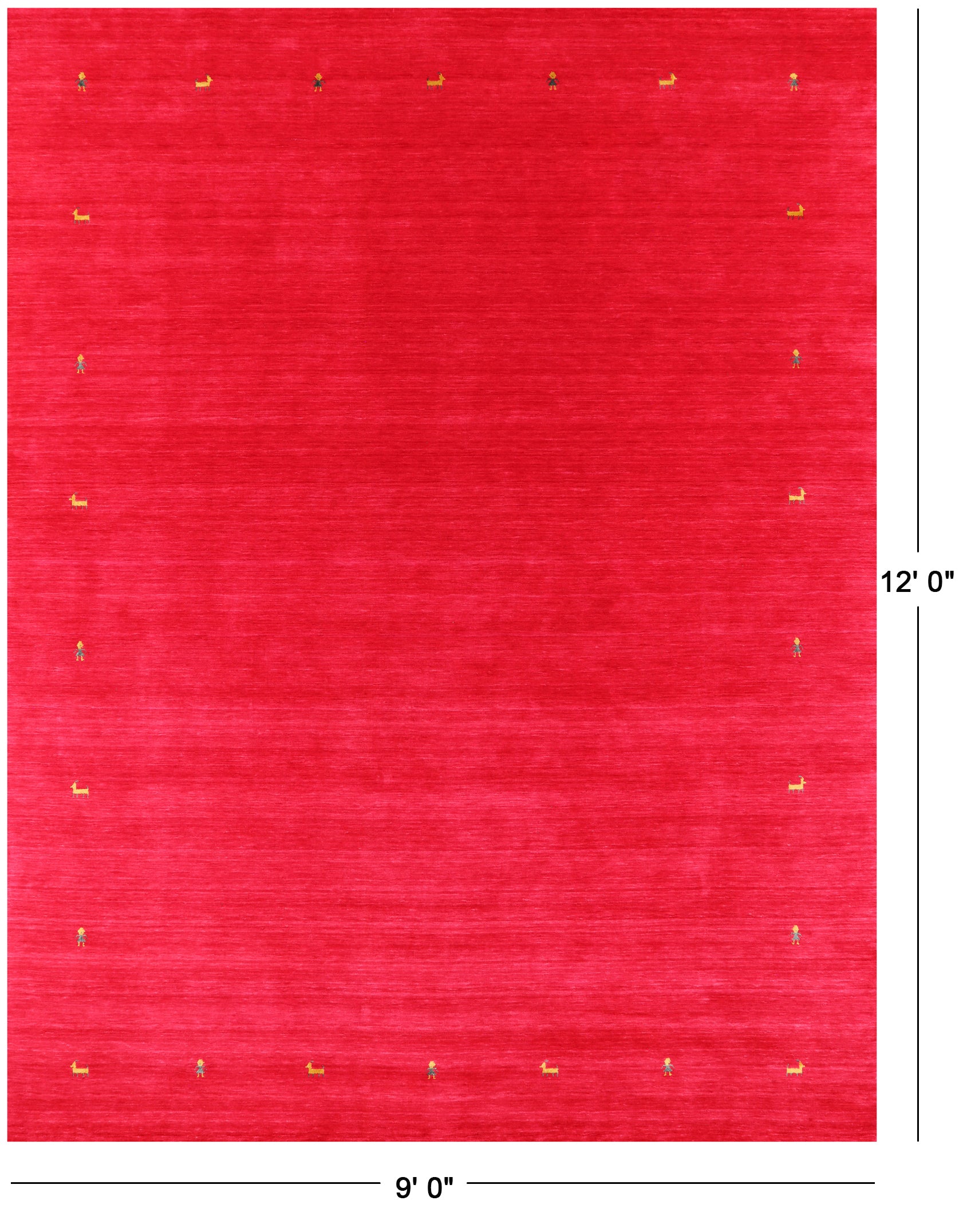 Red Persian Gabbeh Hand Knotted Wool Rug - 9' 0" X 12' 0" - Golden Nile