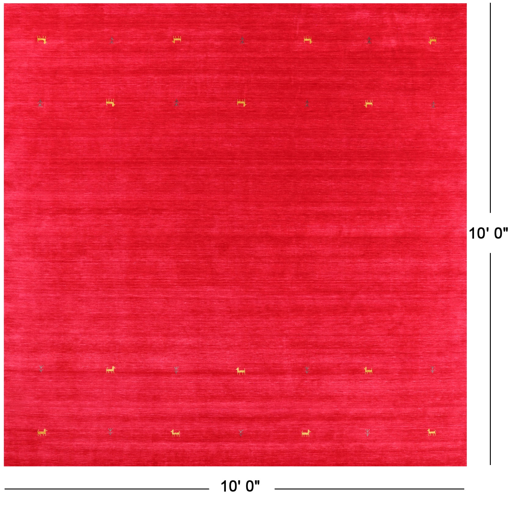 Red Square Persian Gabbeh Hand Knotted Wool Rug - 10' 0" X 10' 0" - Golden Nile