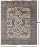 Ivory Turkish Oushak Hand Knotted Wool Area Rug - 8' 2" X 9' 10" - Golden Nile