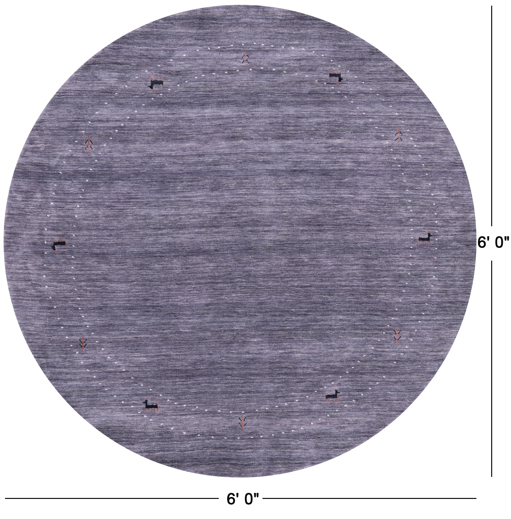 Grey Round Persian Gabbeh Hand Knotted Wool Rug - 6' 0" X 6' 0" - Golden Nile