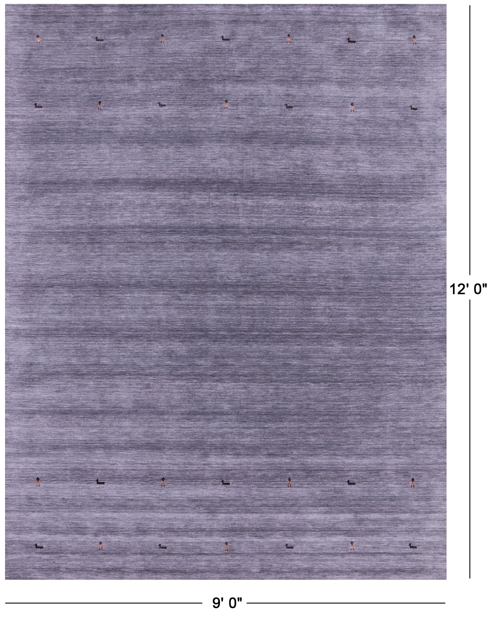 Grey Persian Gabbeh Hand Knotted Wool Rug - 9' 0" X 12' 0" - Golden Nile