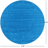 Blue Round Persian Gabbeh Handmade Wool Rug - 8' 0" X 8' 0" - Golden Nile