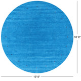 Blue Round Persian Gabbeh Hand Knotted Wool Rug - 10' 0" X 10' 0" - Golden Nile