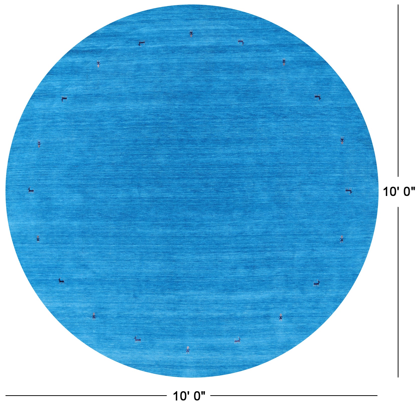Blue Round Persian Gabbeh Hand Knotted Wool Rug - 10' 0" X 10' 0" - Golden Nile