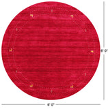 Red Round Persian Gabbeh Handmade Wool Rug - 6' 0" X 6' 0" - Golden Nile