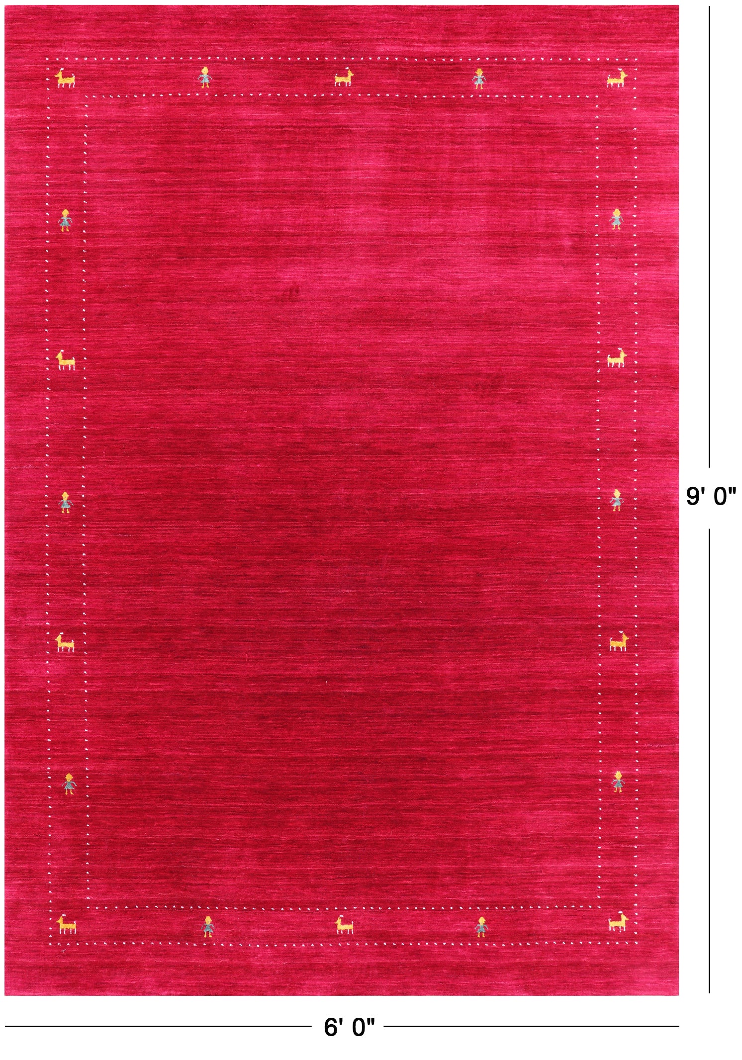 Red Persian Gabbeh Hand Knotted Wool Rug - 6' 0" X 9' 0" - Golden Nile