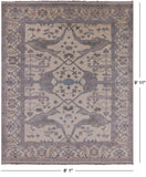 Ivory Turkish Oushak Hand Knotted Wool Area Rug - 8' 1" X 9' 11" - Golden Nile