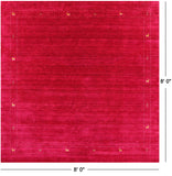 Red Square Persian Gabbeh Hand Knotted Wool Rug - 8' 0" X 8' 0" - Golden Nile