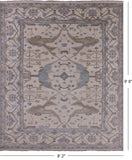 Ivory Turkish Oushak Handmade Wool Area Rug - 8' 2" X 9' 8" - Golden Nile