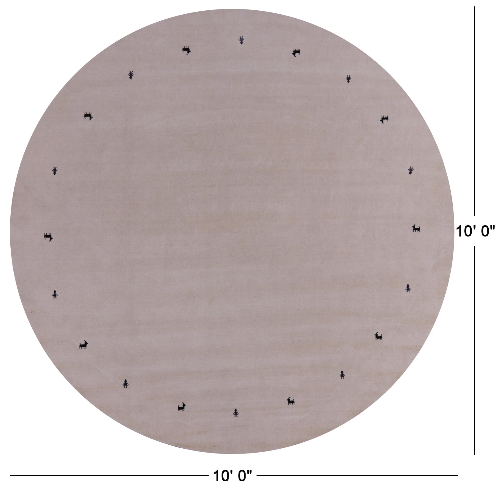 Ivory Round Persian Gabbeh Handmade Wool Rug - 10' 0" X 10' 0" - Golden Nile