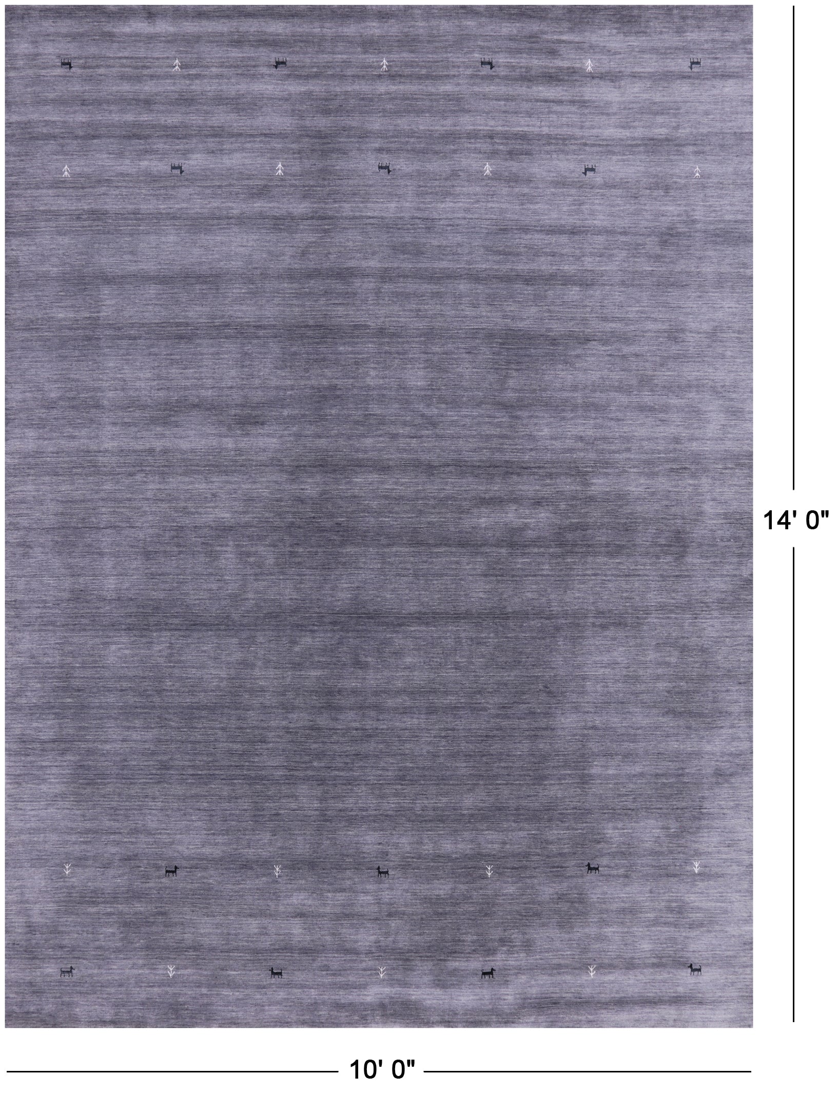 Grey Persian Gabbeh Hand Knotted Wool Rug - 10' 0" X 14' 0" - Golden Nile