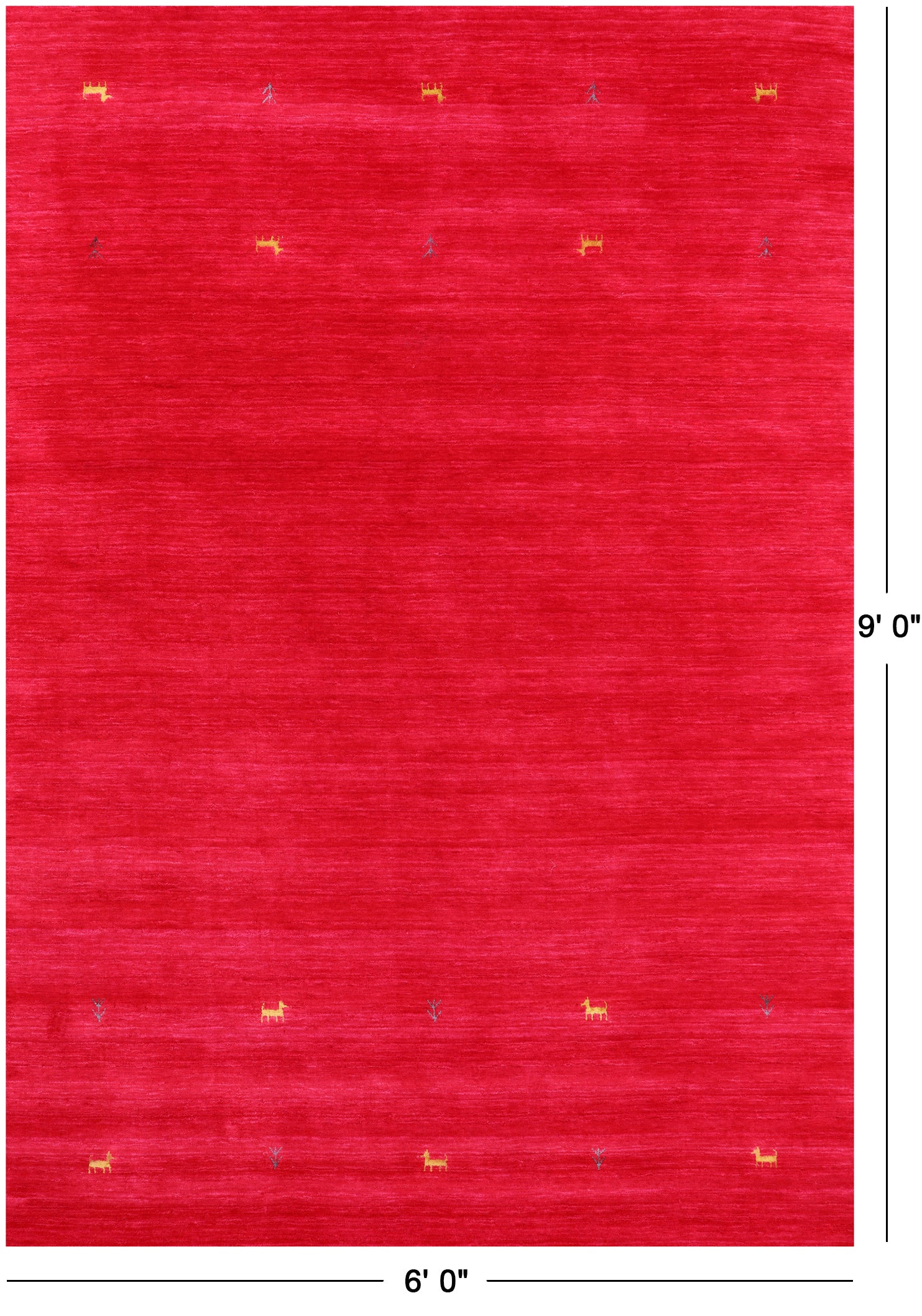Red Persian Gabbeh Hand Knotted Wool Rug - 6' 0" X 9' 0" - Golden Nile