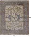 Ivory Turkish Oushak Hand Knotted Wool Area Rug - 8' 0" X 9' 9" - Golden Nile