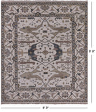 Ivory Turkish Oushak Hand Knotted Wool Area Rug - 8' 3" X 9' 9" - Golden Nile