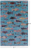 Blue Fish Design Persian Gabbeh Hand Knotted Wool Rug - 5' 1" X 8' 2" - Golden Nile