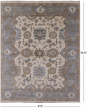 Ivory Turkish Oushak Hand Knotted Wool Area Rug - 8' 0" X 10' 0" - Golden Nile