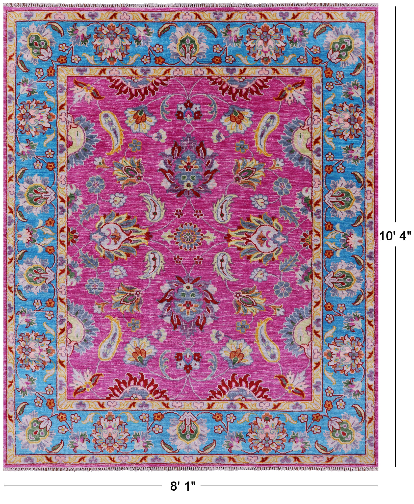 Pink Persian Tabriz Hand Knotted Wool Rug - 8' 1" X 10' 4" - Golden Nile