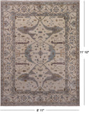 Ivory Turkish Oushak Hand Knotted Wool Area Rug - 8' 11" X 11' 10"