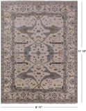 Ivory Turkish Oushak Hand Knotted Wool Area Rug - 8' 11" X 11' 10" - Golden Nile