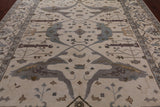 Ivory Turkish Oushak Hand Knotted Wool Area Rug - 8' 11" X 11' 10"