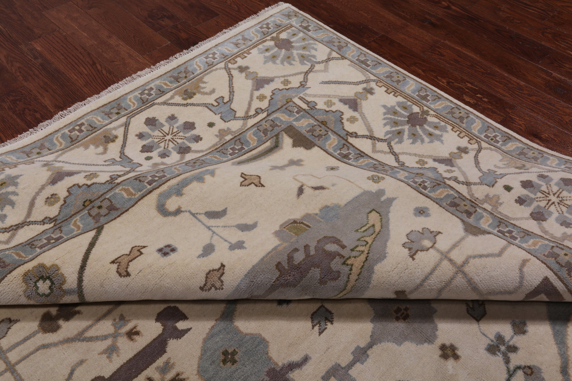 Ivory Turkish Oushak Hand Knotted Wool Area Rug - 8' 11" X 11' 10"