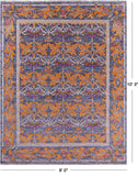 Grey William Morris Hand Knotted Wool Rug - 8' 0" X 10' 3" - Golden Nile